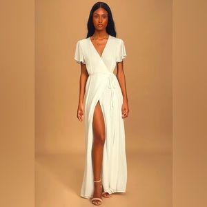 LULU’S Heart of Marigold White Wrap Maxi Dress White
